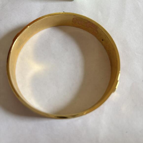 Gold Pink Plated Bangle Bracelet - Picture 2 of 3